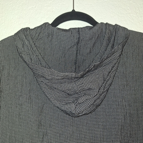 Chicos Design Size XL Black Small Checkered Light Jacket With Hood - Picture 7 of 9